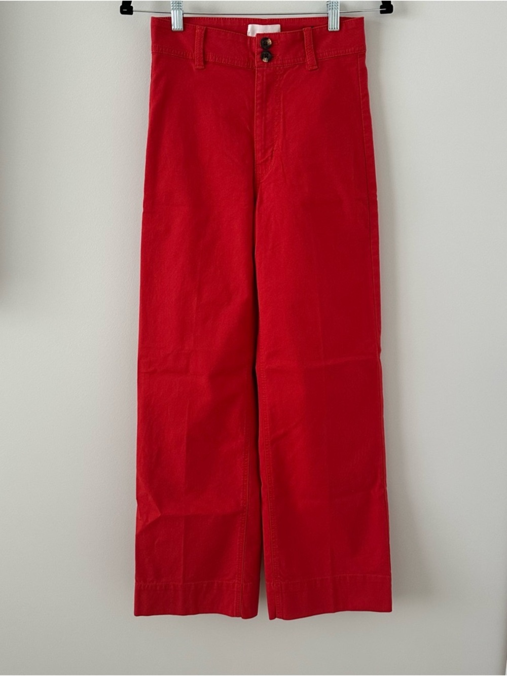 H&M Canvas Trousers Red Wide Leg Pants Jeans Size 2 New July Summer Straight Leg - Picture 5 of 16